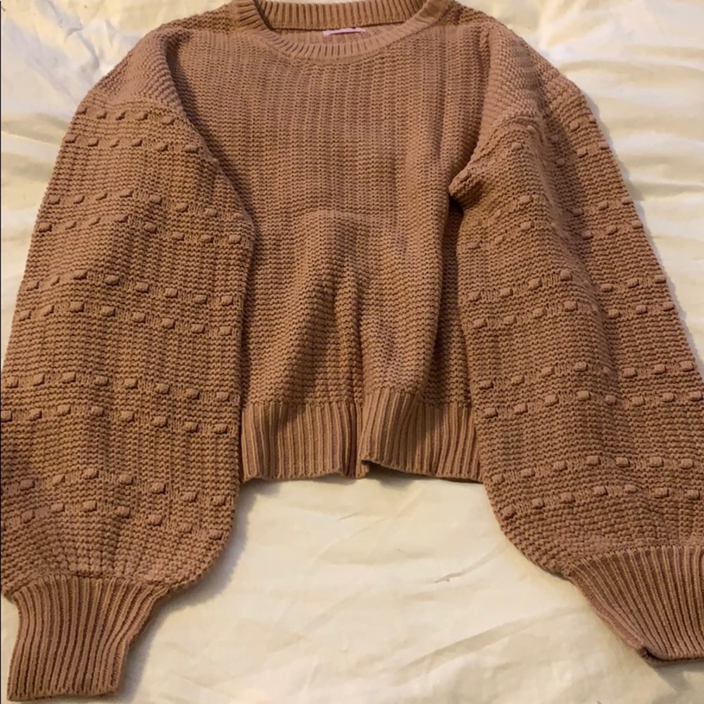 New WOT Pink Lily Mauve Sweater with Puffy Sleeves
